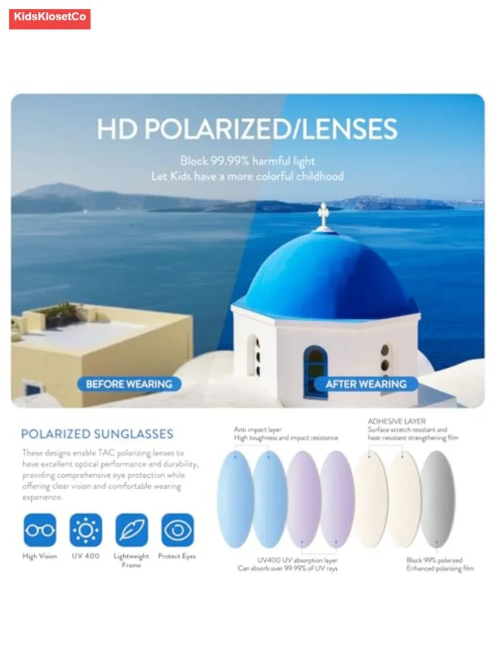 Polarized Kids Sunglasses UV400 Protection TAC Lenses TR90 Frame